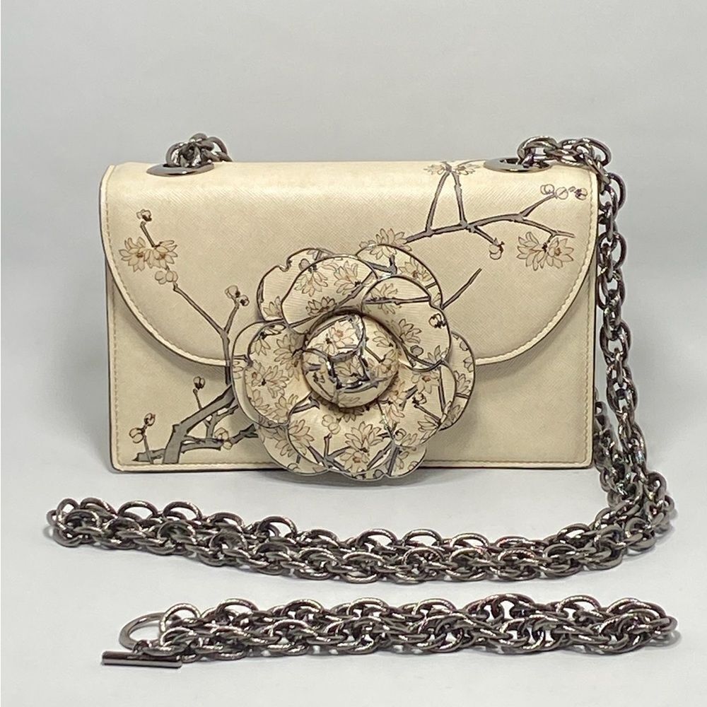 Oscar de la Renta Tro Printed Saffiano Leather Crossbody Bag